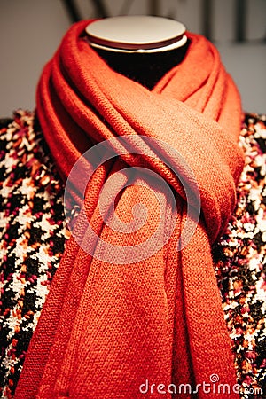 Mannequin wearing red scarf Stock Photo