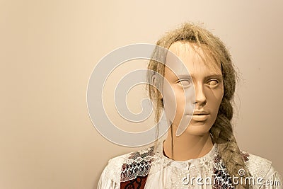 Mannequin woman closeup head pretty ugly Editorial Stock Photo