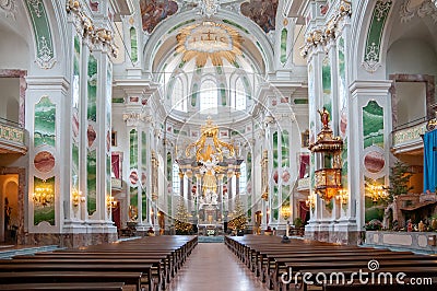 Mannheim, Germany. January 19th 2013. Generic view of the interior of the Jesuit Church Editorial Stock Photo