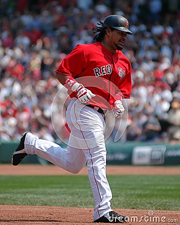 Manny Ramirez rounds third. Editorial Stock Photo