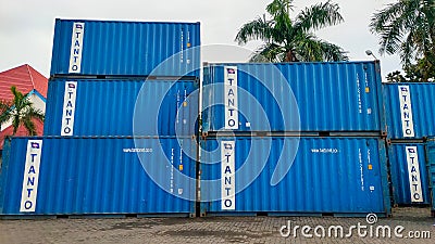 Manokwari, April 5 2023, container shelter at Manokwari port Editorial Stock Photo