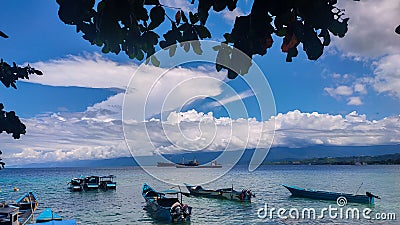 Manokwari, April 29 2023, fishing vessels and cargo ships in the Manokwari sea Editorial Stock Photo