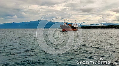 Manokwari, August 22 2023, Cargo Ship crossing Manokwari waters Editorial Stock Photo