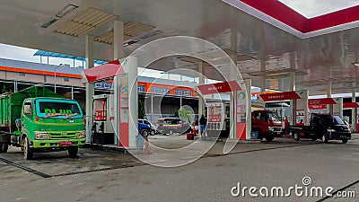 Manokwari, January 20 2023, gas station on the new Manokwari road, West Papua Editorial Stock Photo