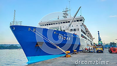 Manokwari, November 18 2023, Km. Tidar is anchored at Manokwari harbor with new colors emerging Editorial Stock Photo