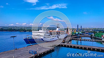 Manokwari, November 18 2023, Km. Tidar is anchored at Manokwari harbor with new colors emerging Editorial Stock Photo