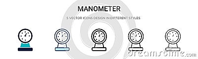 Manometer icon in filled, thin line, outline and stroke style. Vector illustration of two colored and black manometer vector icons Vector Illustration