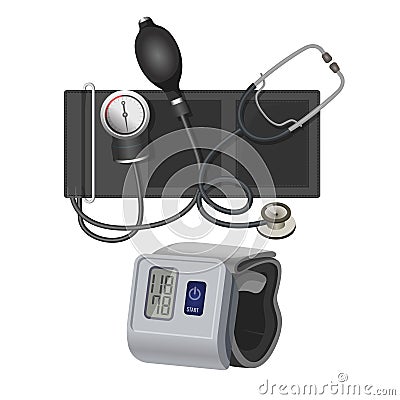 Manometer instrument for measuring blood pressure realistic vector illustration Vector Illustration