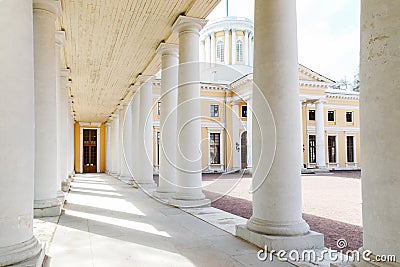 Manor Arkhangelskoe. Colonnade of the palace Stock Photo