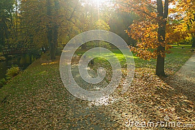 Manor park in the city of IÅ‚owa in Poland. Stock Photo