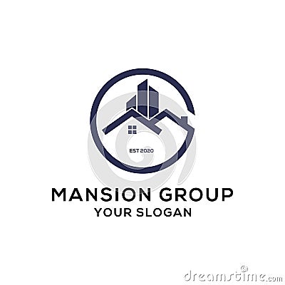 Mansion group logo design, real estate logo vector Vector Illustration