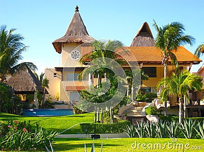 Mansion in Tropical Vacation Resort Stock Photo