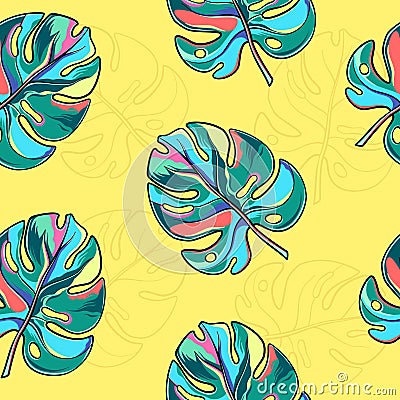 Manstera leaf pattern Vector Illustration