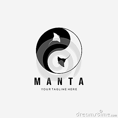 Manta fish logo vector illustration design. stingray yin yang symbol Vector Illustration