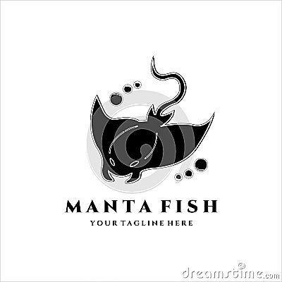 manta fish vintage logo vector illustration design Vector Illustration