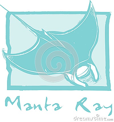 Manta ray in Blue Vector Illustration