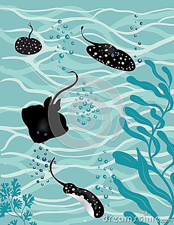 Manta ray fish underwater Vector Illustration