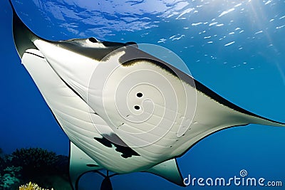 Manta ray in the Red Sea. Egypt. Sharm El Sheikh. Generative AI Stock Photo