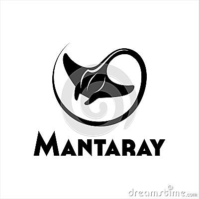 Manta stingray logo design animal vector simple black graphic Vector Illustration