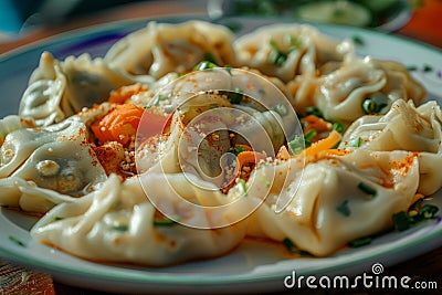 Manti, Mantu or Manty is Famous Traditional Meat Dishes of Central Asia, Turkey and China Stock Photo