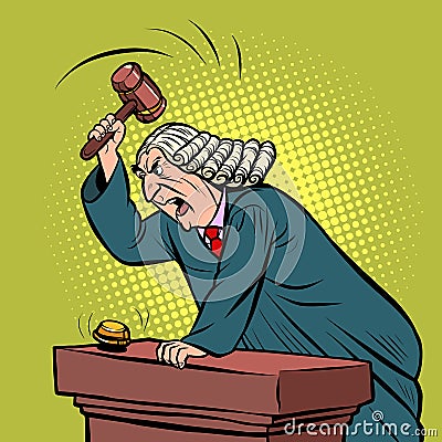 Mantle judge adjudicates in courtroom Vector Illustration