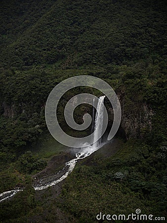 Manto de la novia Bridal Veil waterfall at Pastaza river on cascades route near Banos de agua santa Tungurahua Ecuador Stock Photo