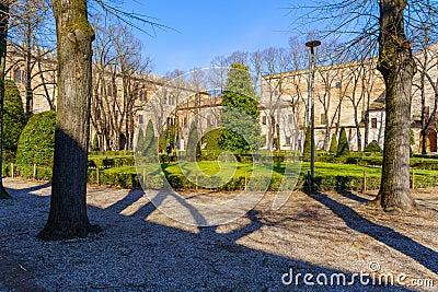 Piazza Pallone garden, in Mantua Editorial Stock Photo