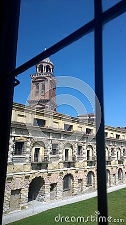 Courtyard of the horsewoman inside the Palazzo Ducale di Mantova Editorial Stock Photo