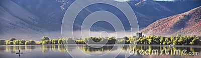 Mantua Reservoir landscape views. Mantua is a small town on the eastern edge Box Elder County, Historically known as Box Elder Val Stock Photo