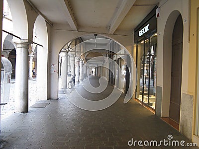 Mantua, ancient arcades in the historic center Editorial Stock Photo