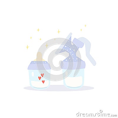 Manual breast pump and pacifier bottle Vector Illustration