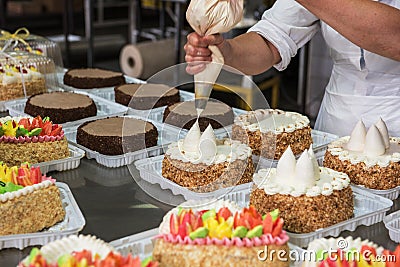 Manual cakes production Stock Photo