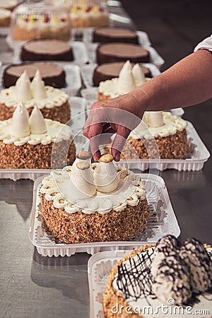 Manual cakes production Stock Photo