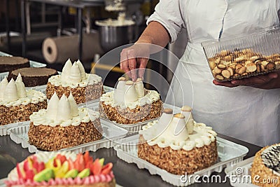 Manual cakes production Stock Photo