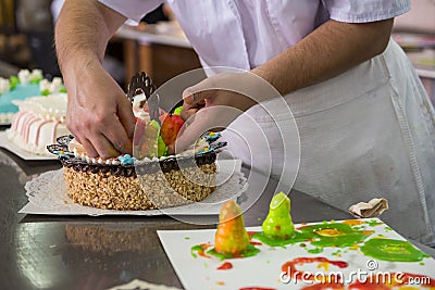 Manual cakes production Stock Photo