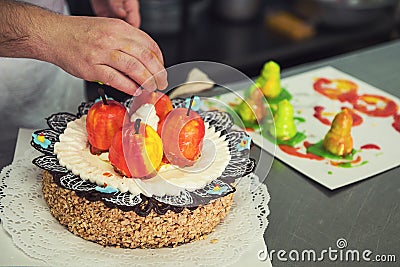 Manual cakes production Stock Photo