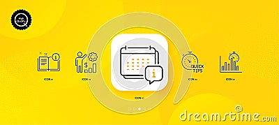 Manual, Calendar and Quick tips minimal line icons. For web application, printing. Vector Stock Photo