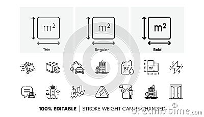 Manual doc, Power and Lighthouse line icons. For web app, printing. Line icons. Vector Vector Illustration