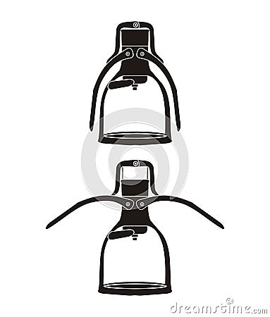 Manual espresso maker - silhouette Vector Illustration