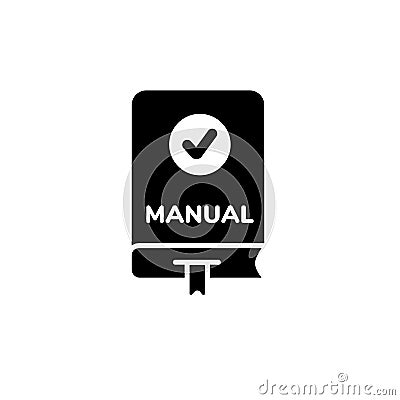 Manual icon with checkmark symbol representing an instruction guide or how to guide book Vector Illustration