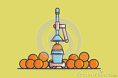 Manual Juice Squeezer with Oranges vector illustration. Cartoon Illustration
