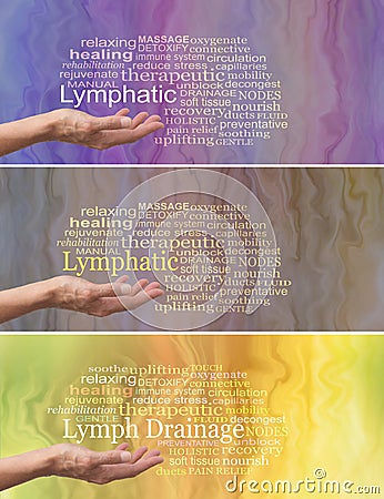 Manual Lymphatic Drainage Word Cloud x 3 banners Stock Photo