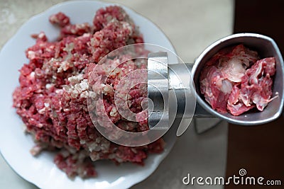Manual mincer for minced meat Stock Photo