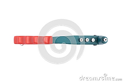 Manual riveter on a white background, isolated. A tool for processing rivets. A working tool Stock Photo