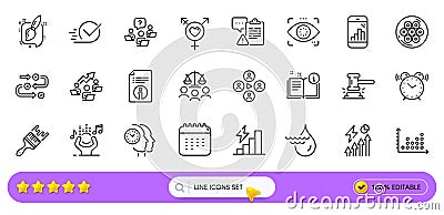 Manual, Time management and Graph phone line icons for web app. Pictogram icon. Line icons. Vector Vector Illustration
