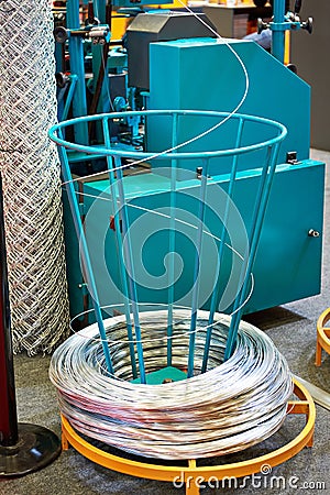 Manual wire mesh weaving machine Stock Photo