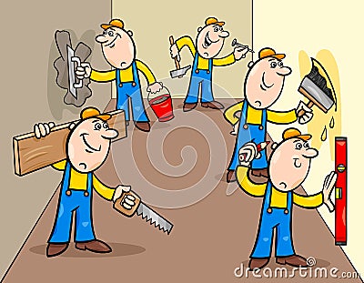 Manual workers or decorators characters group Vector Illustration