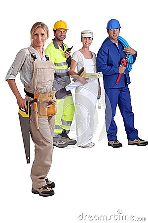 Manual workers stood together Stock Photo