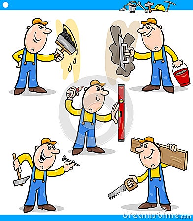 Manual workers or workmen characters set Vector Illustration