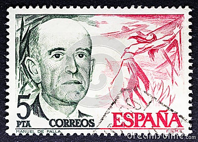 Manuel de Falla y Matheu 1876 - 1946, a Spanish composer and pianist, one of Spain`s most important musicians of the 20th centur Editorial Stock Photo